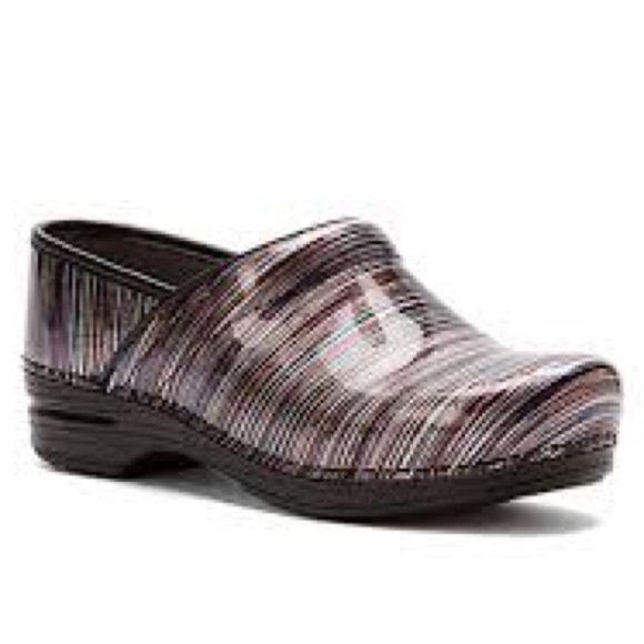 Dansko Shoes - Dansko Pro XP Clogs Leather Stripped Grey Comfort Shoe Professional Nursing 7.5